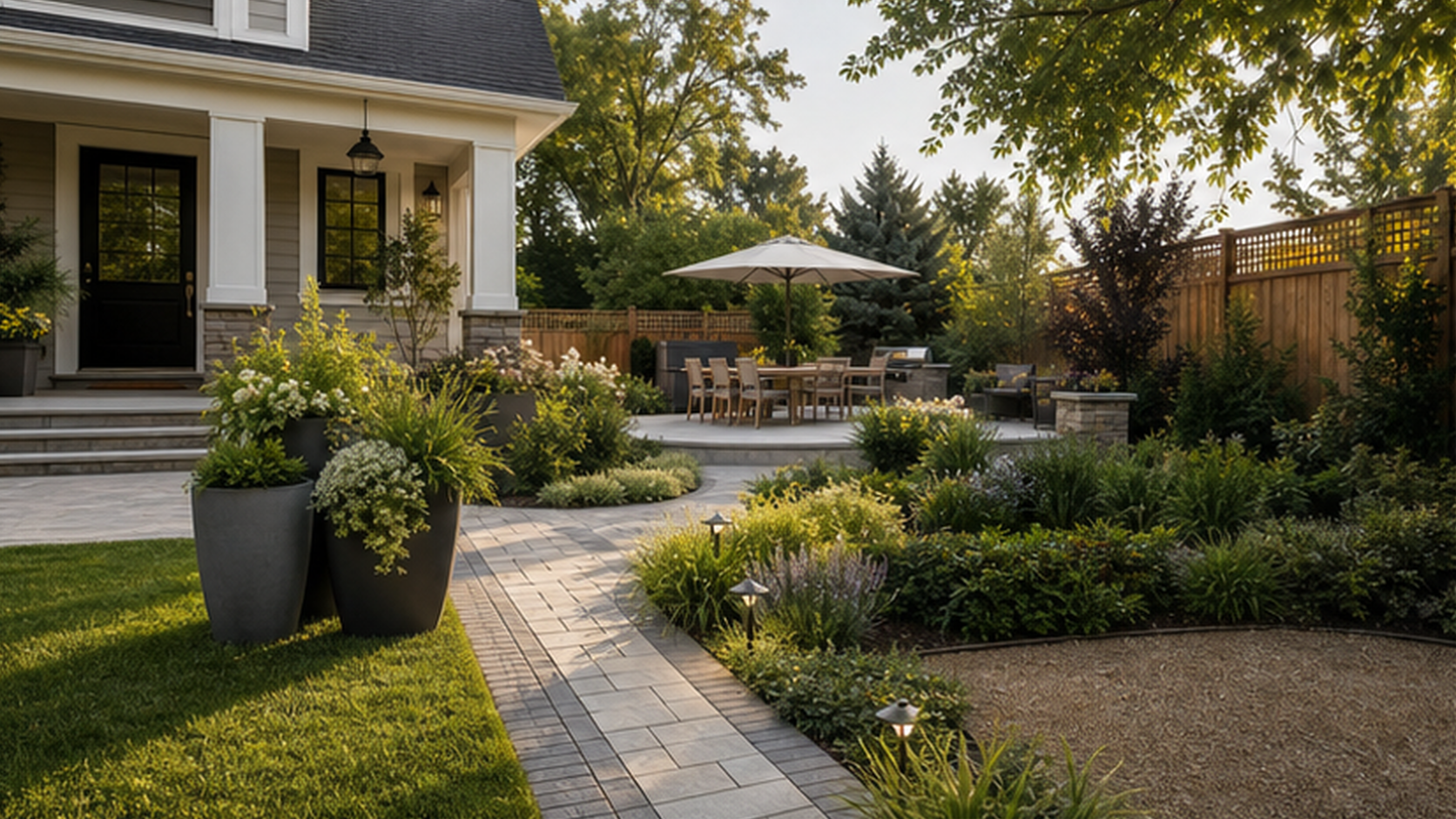 Landscaping Ideas with grouped planters