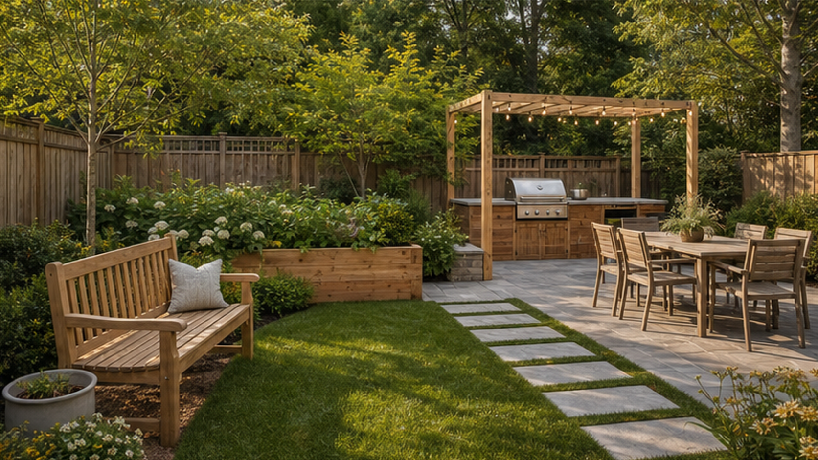 Landscaping Ideas with natural wood accents