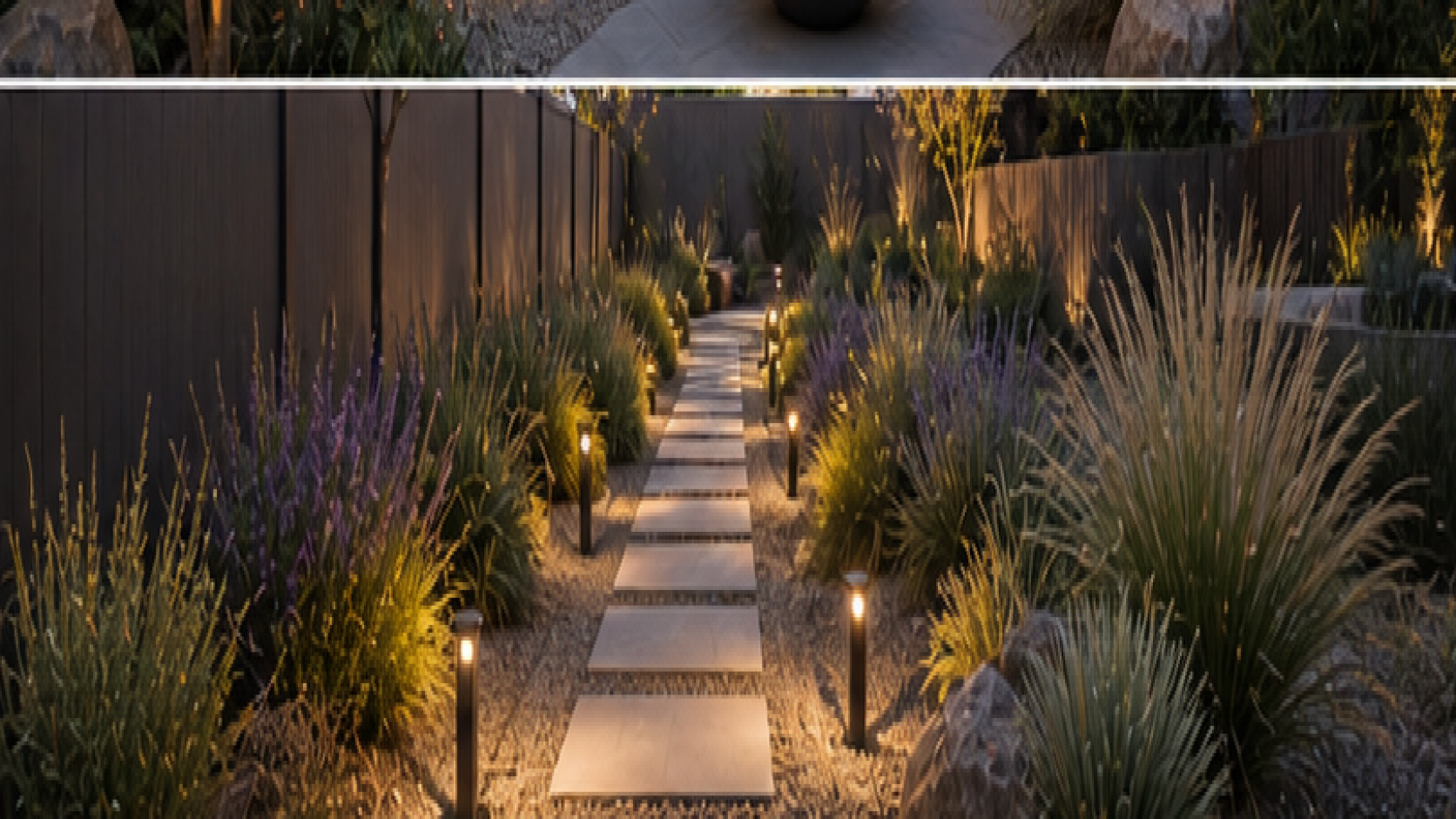 Low Maintenance Backyard Landscaping Ideas with path lights