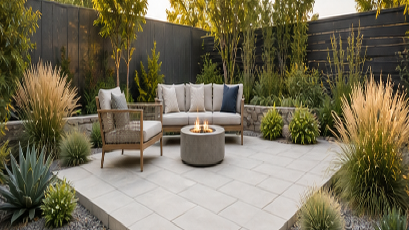Low Maintenance Backyard Landscaping Ideas with light pavers