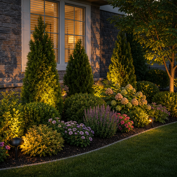 Low Maintenance Flower Bed Ideas lighting idea