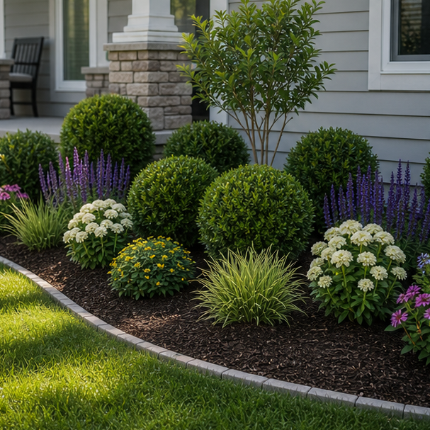 Low Maintenance Flower Bed Ideas with tidy mulch