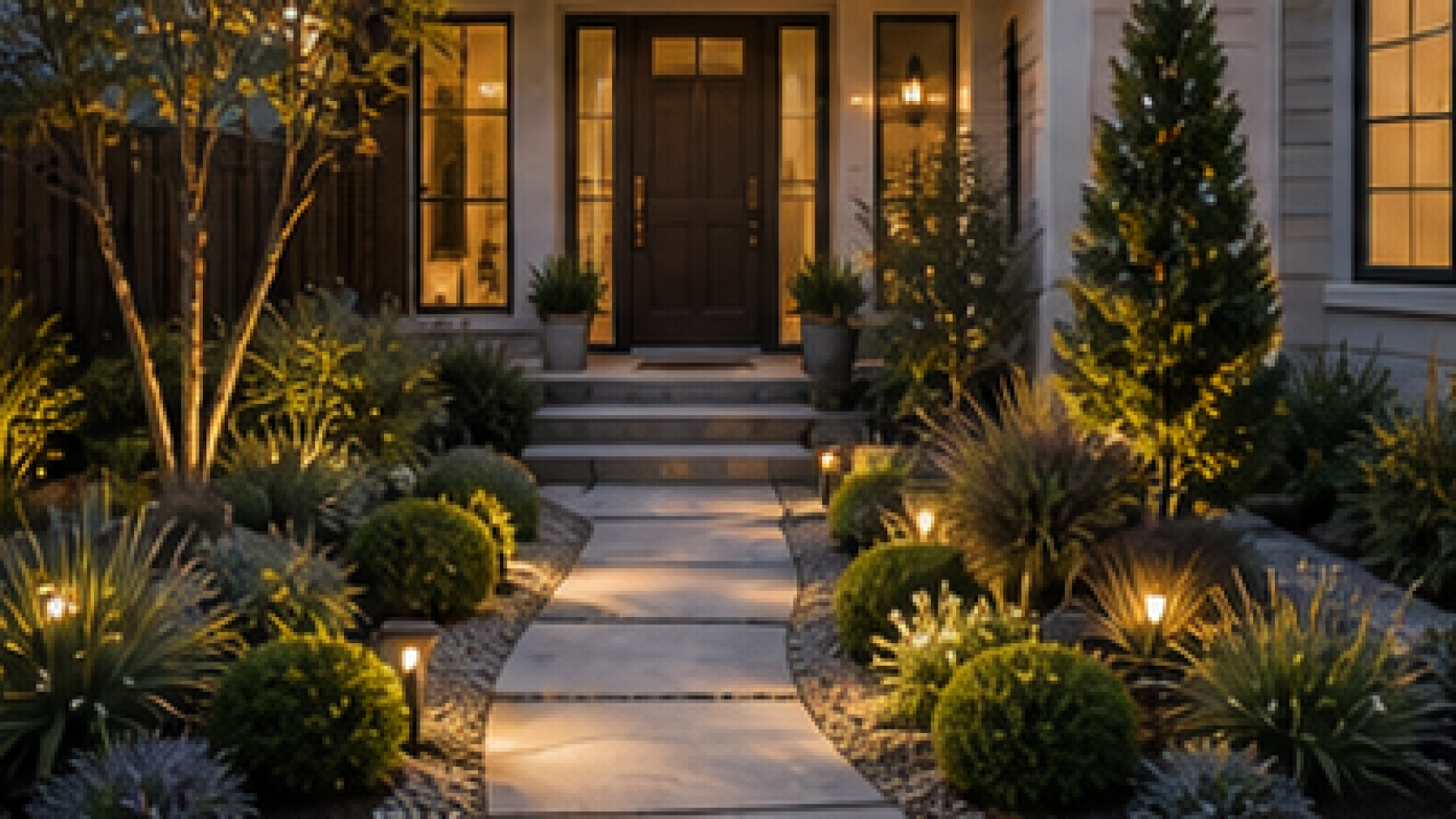 Low Maintenance Front Yard Landscaping Ideas lighting idea