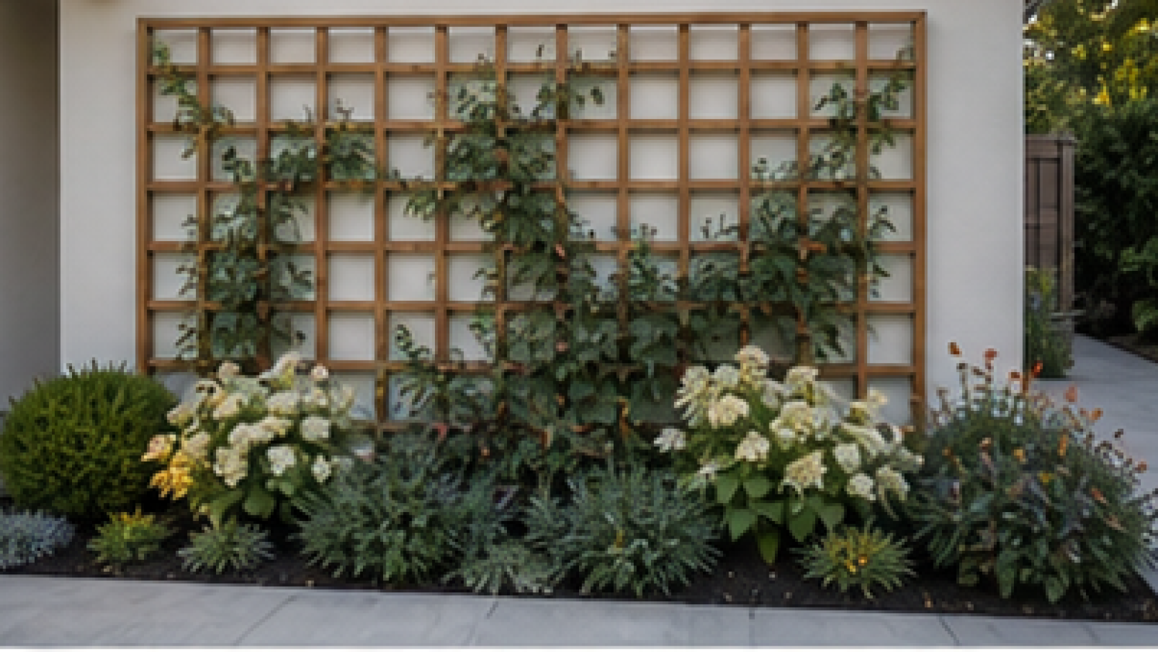 Low Maintenance Front Yard Landscaping Ideas with trellis accent
