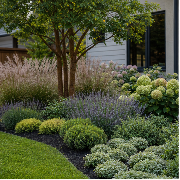 Low Maintenance Landscaping Ideas with lush planting