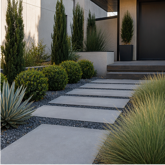 Low Maintenance Landscaping Ideas with modern lines