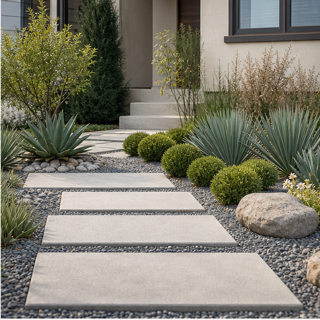 Low Maintenance Landscaping Ideas with stone texture