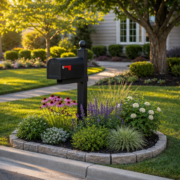 Mailbox Landscaping Ideas with real yard setting