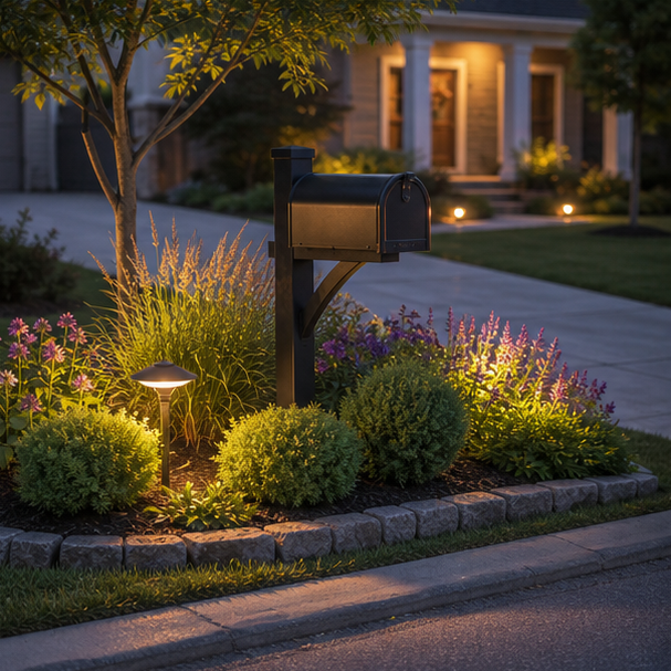 Mailbox Landscaping Ideas with lighting direction