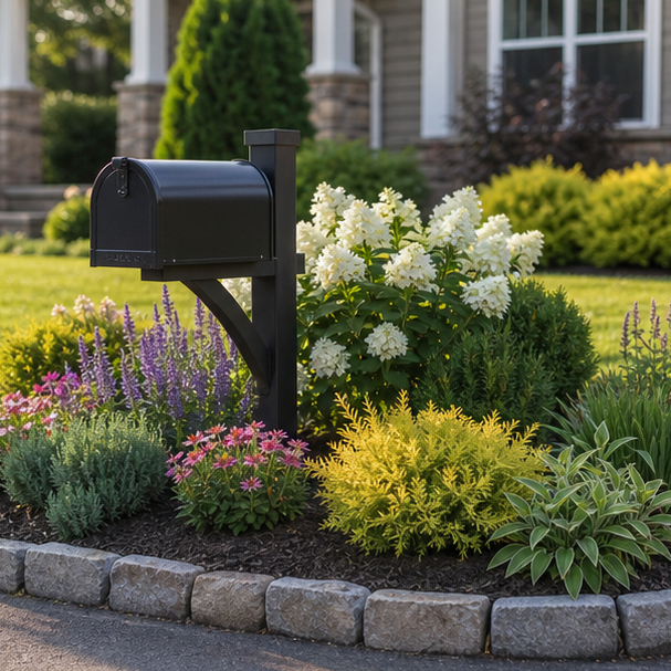 Mailbox Landscaping Ideas with materials and planting