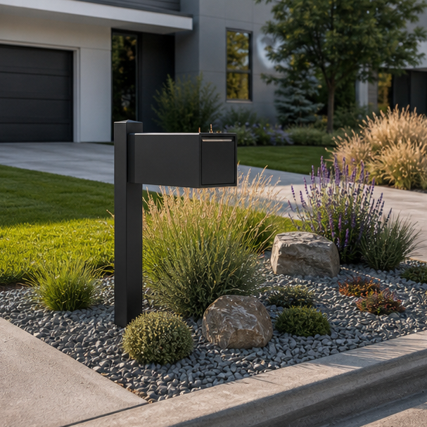 Mailbox Landscaping Ideas with modern lines