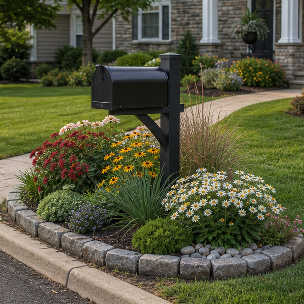 Mailbox Landscaping Ideas with mailbox flower bed