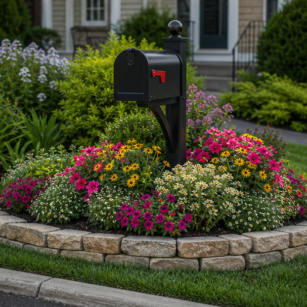 Mailbox Landscaping Ideas with seasonal color