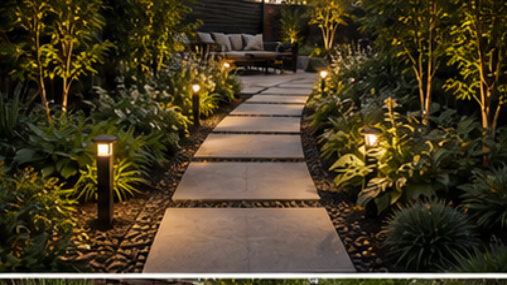 Modern Backyard Landscaping Ideas with path lights