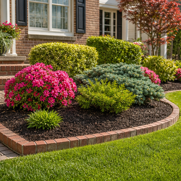 Mulch Landscaping Ideas with brick edge
