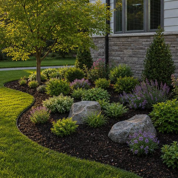 Mulch Landscaping Ideas with real yard setting