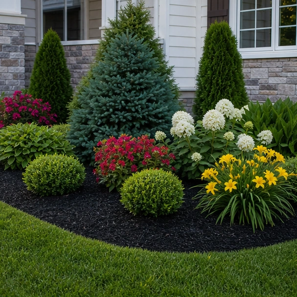 Mulch Landscaping Ideas with dark mulch