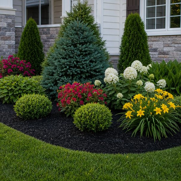 Mulch Landscaping Ideas with dark mulch