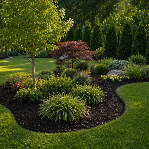 Mulch Landscaping Ideas with layout direction
