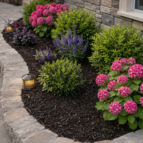 Mulch Landscaping Ideas with materials and planting