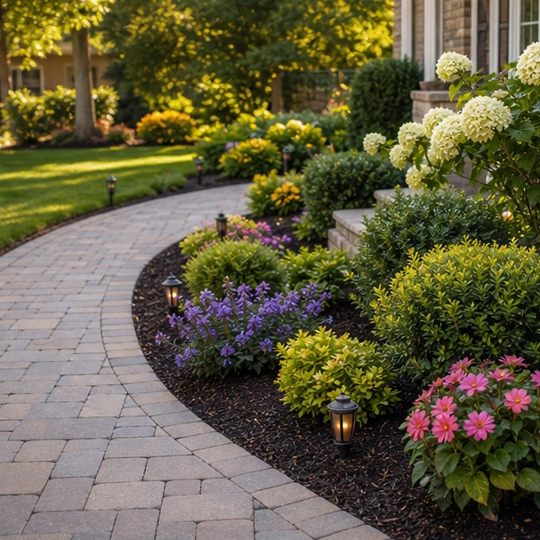 Mulch Landscaping Ideas with path border