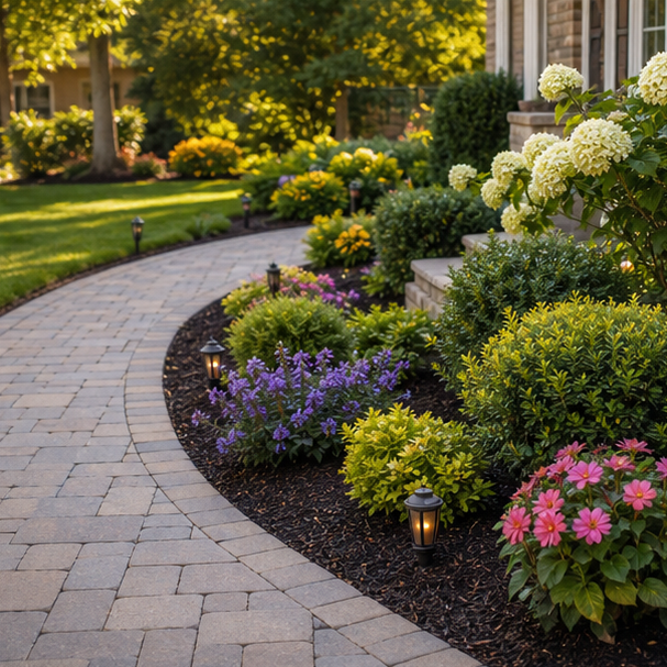 Mulch Landscaping Ideas with path border