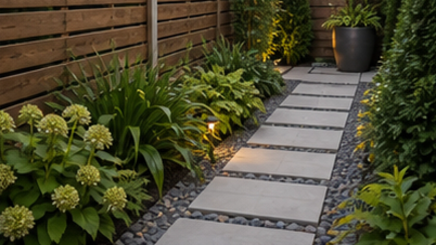Narrow Backyard Landscaping Ideas planting and material detail