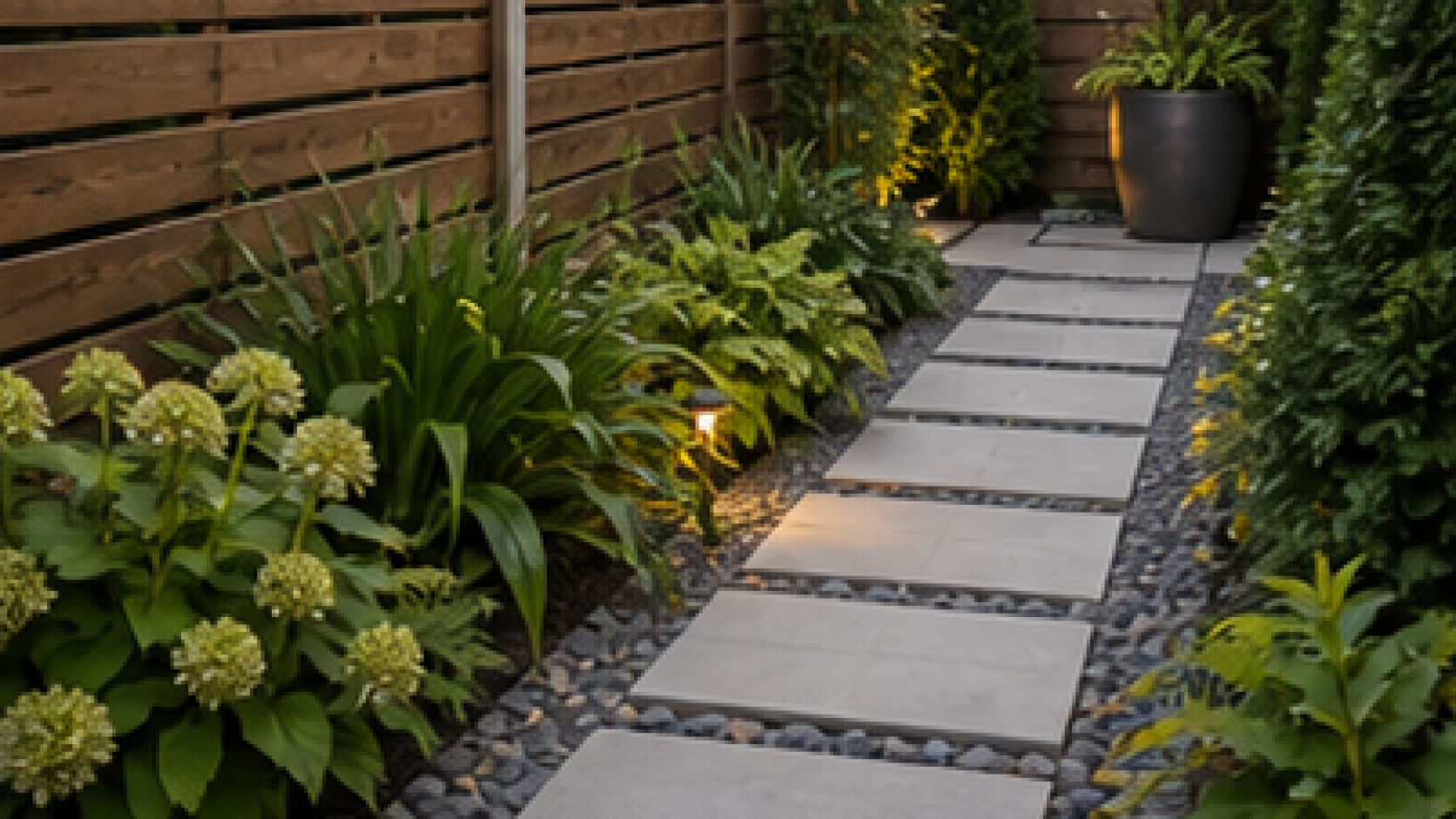 Narrow Backyard Landscaping Ideas planting and material detail