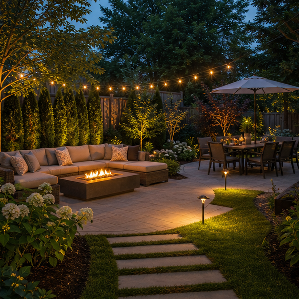 Outdoor Living Landscaping Ideas with real yard setting