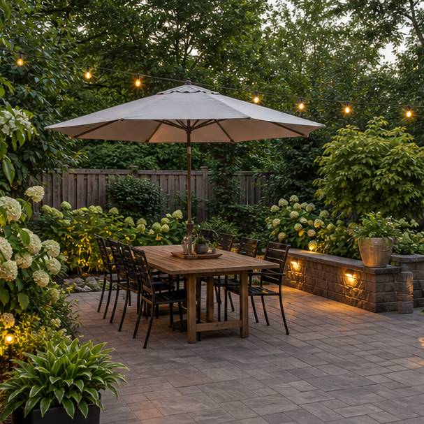 Outdoor Living Landscaping Ideas with dining zone