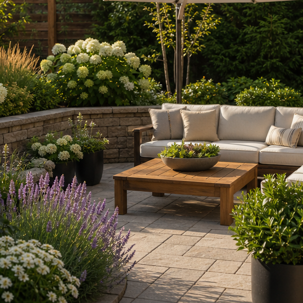 Outdoor Living Landscaping Ideas with materials and planting