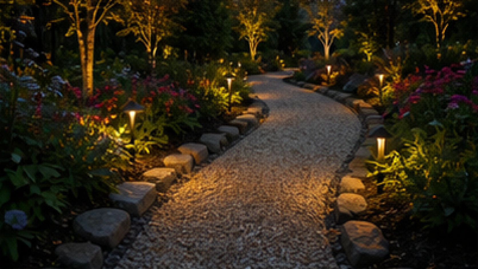 Outdoor Pathway Lighting Ideas with light gravel