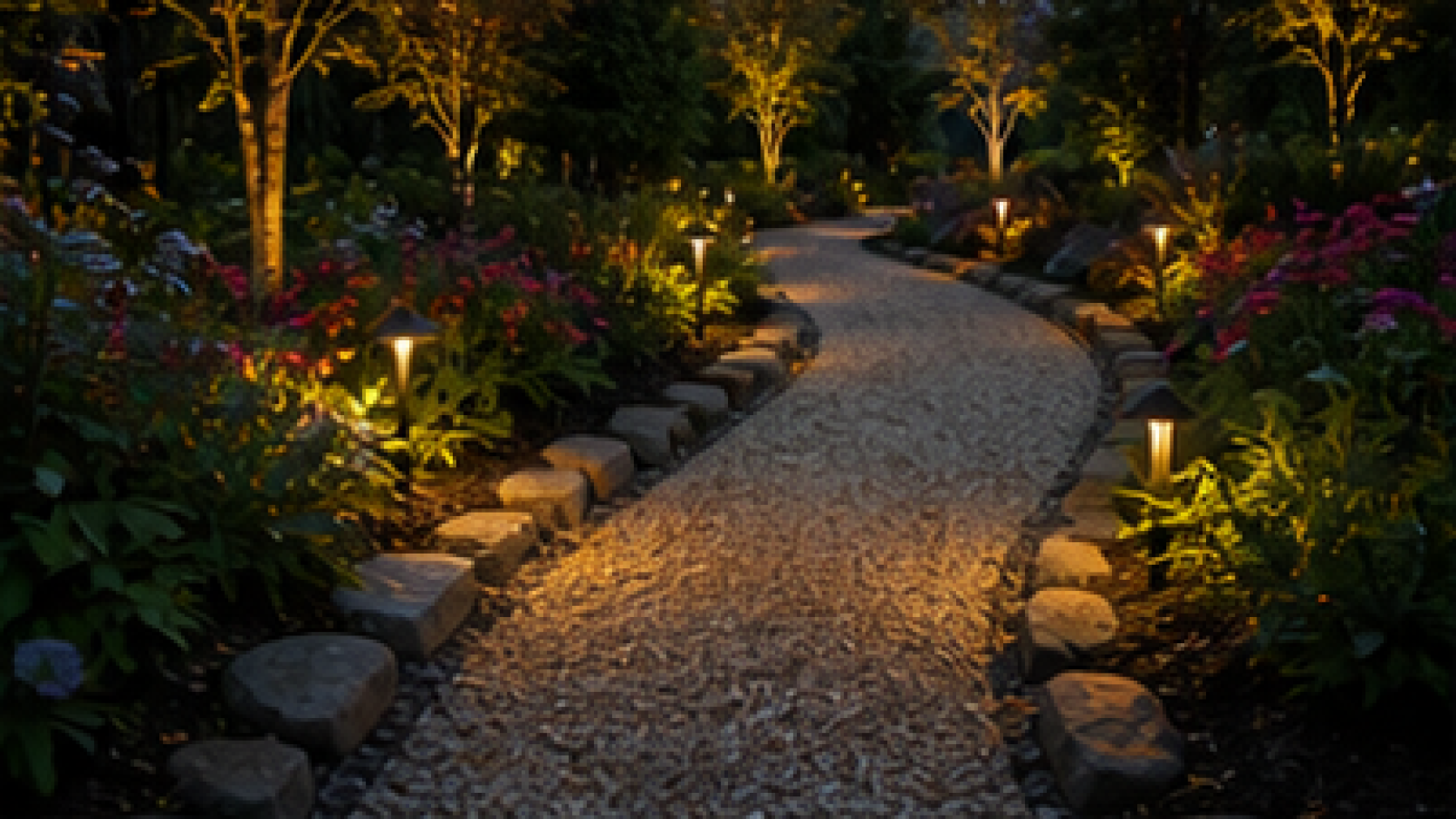 Outdoor Pathway Lighting Ideas with light gravel