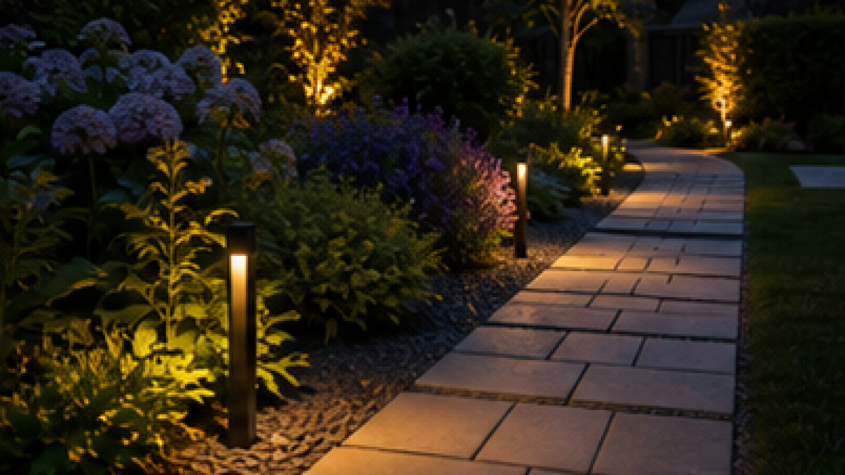 Outdoor Pathway Lighting Ideas materials and planting