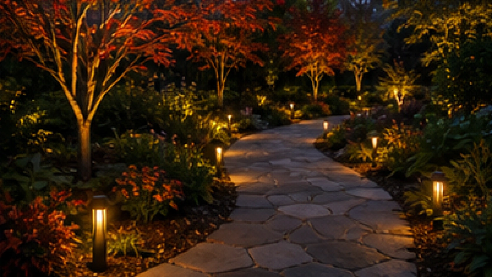 Outdoor Pathway Lighting Ideas with seasonal color