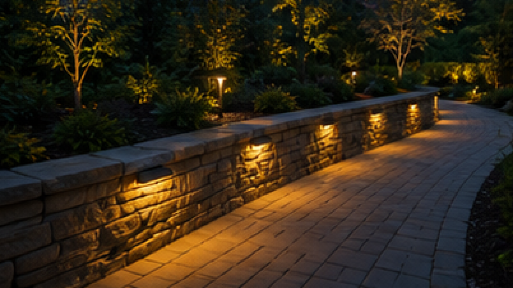Outdoor Pathway Lighting Ideas with stone border