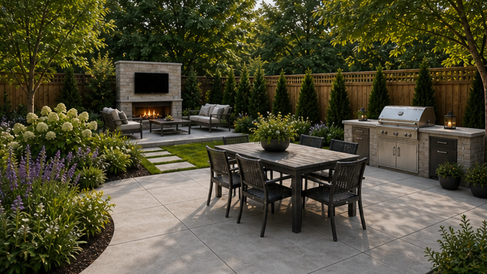 Patio Ideas with a natural concrete look