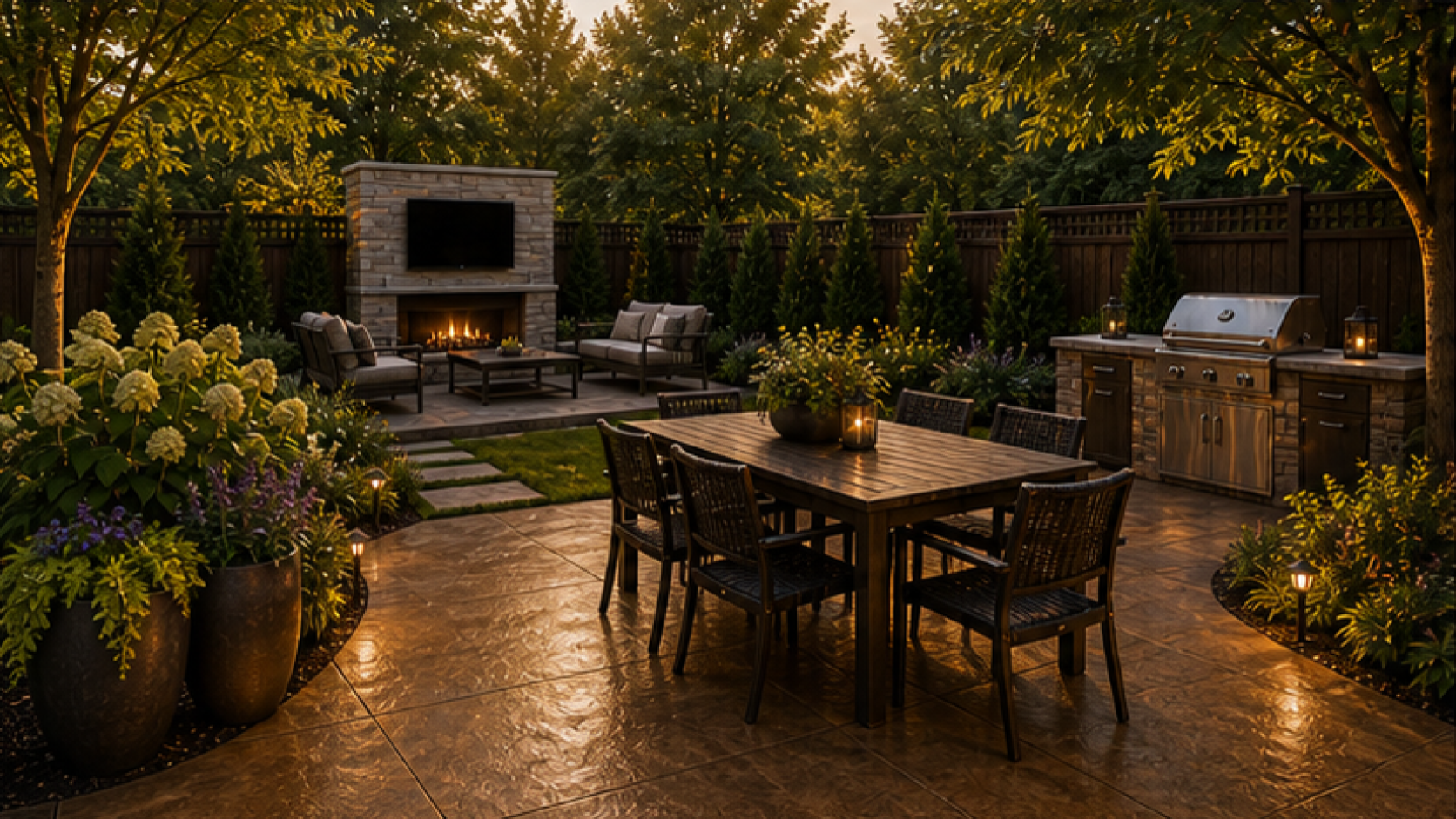 Patio Ideas with a treated concrete look
