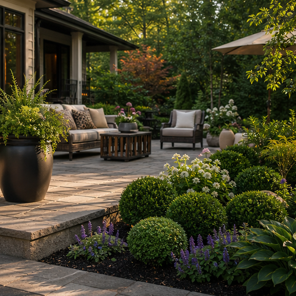Patio Ideas Designer with layered planting