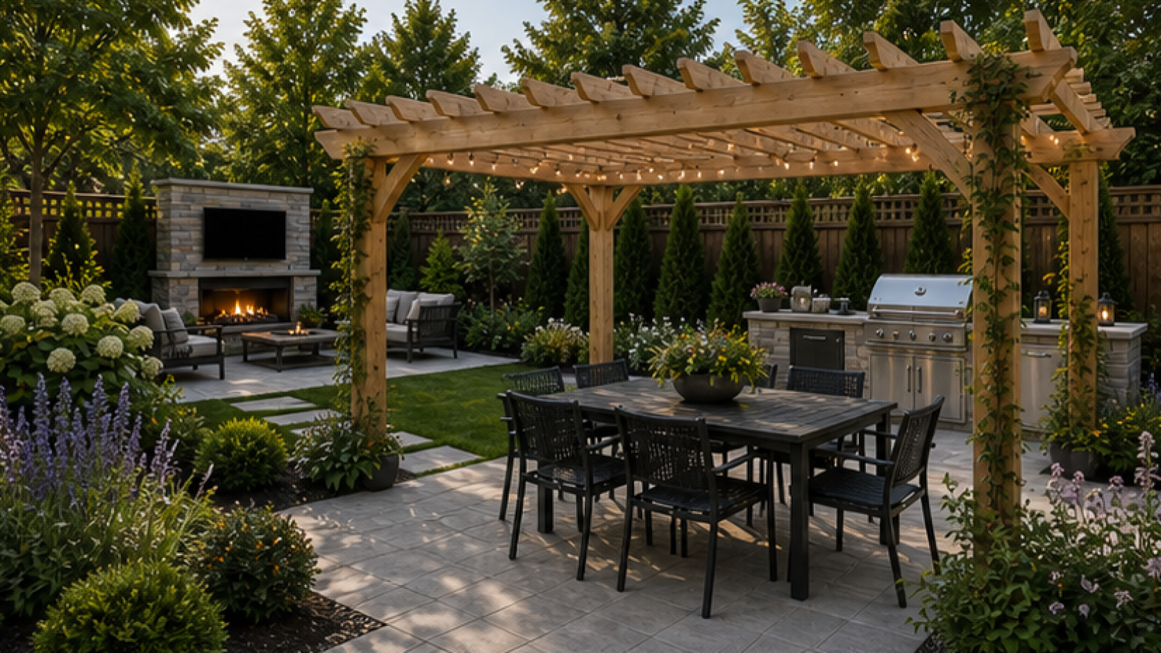 Patio Ideas with a pergola accent