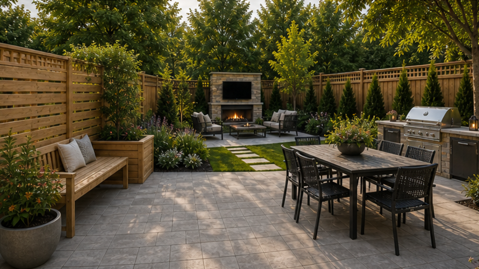 Patio Ideas with natural wood accents