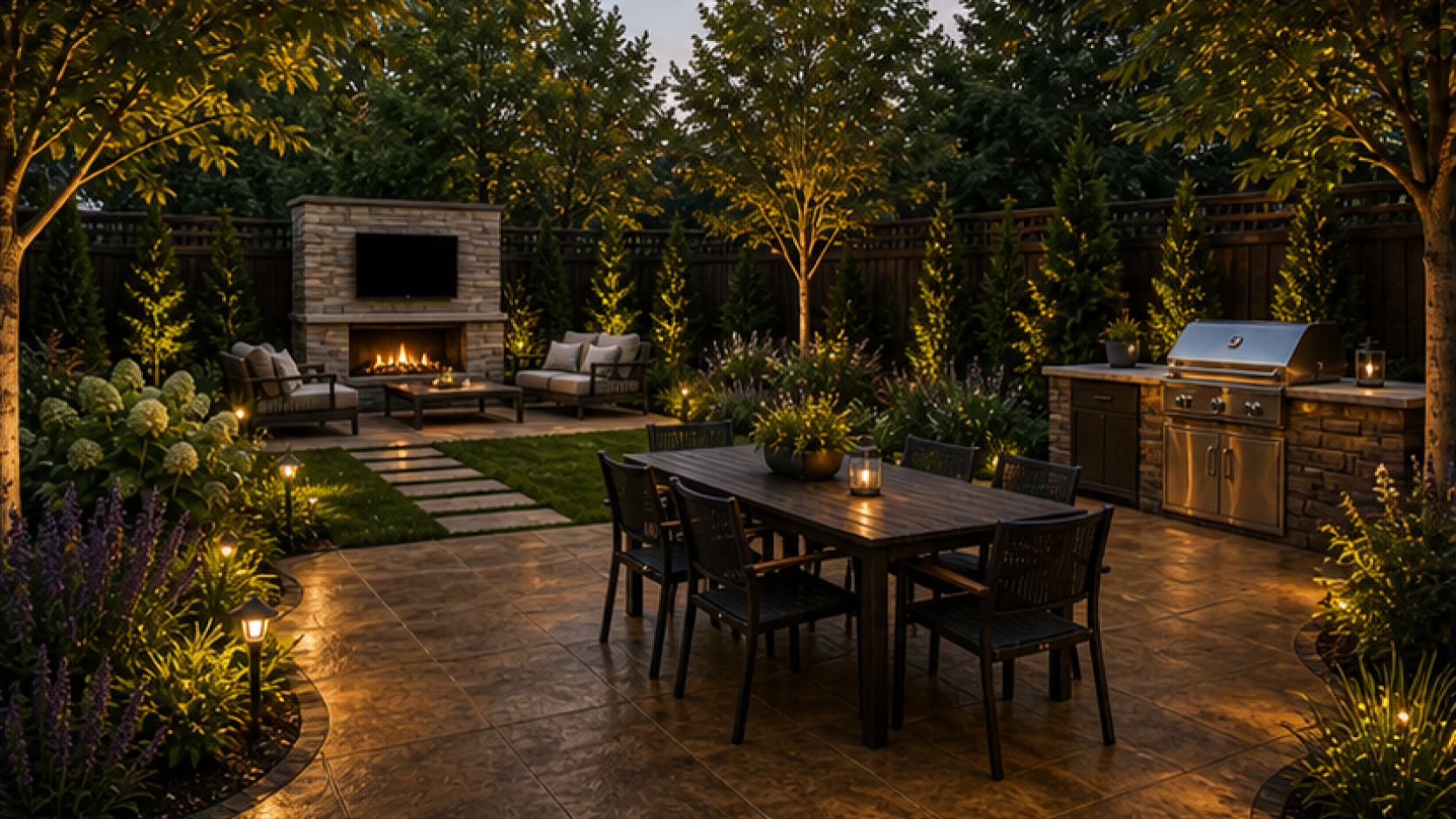 Patio Ideas with a treated concrete look