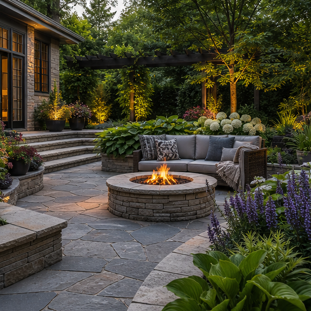 Patio Ideas with texture contrast
