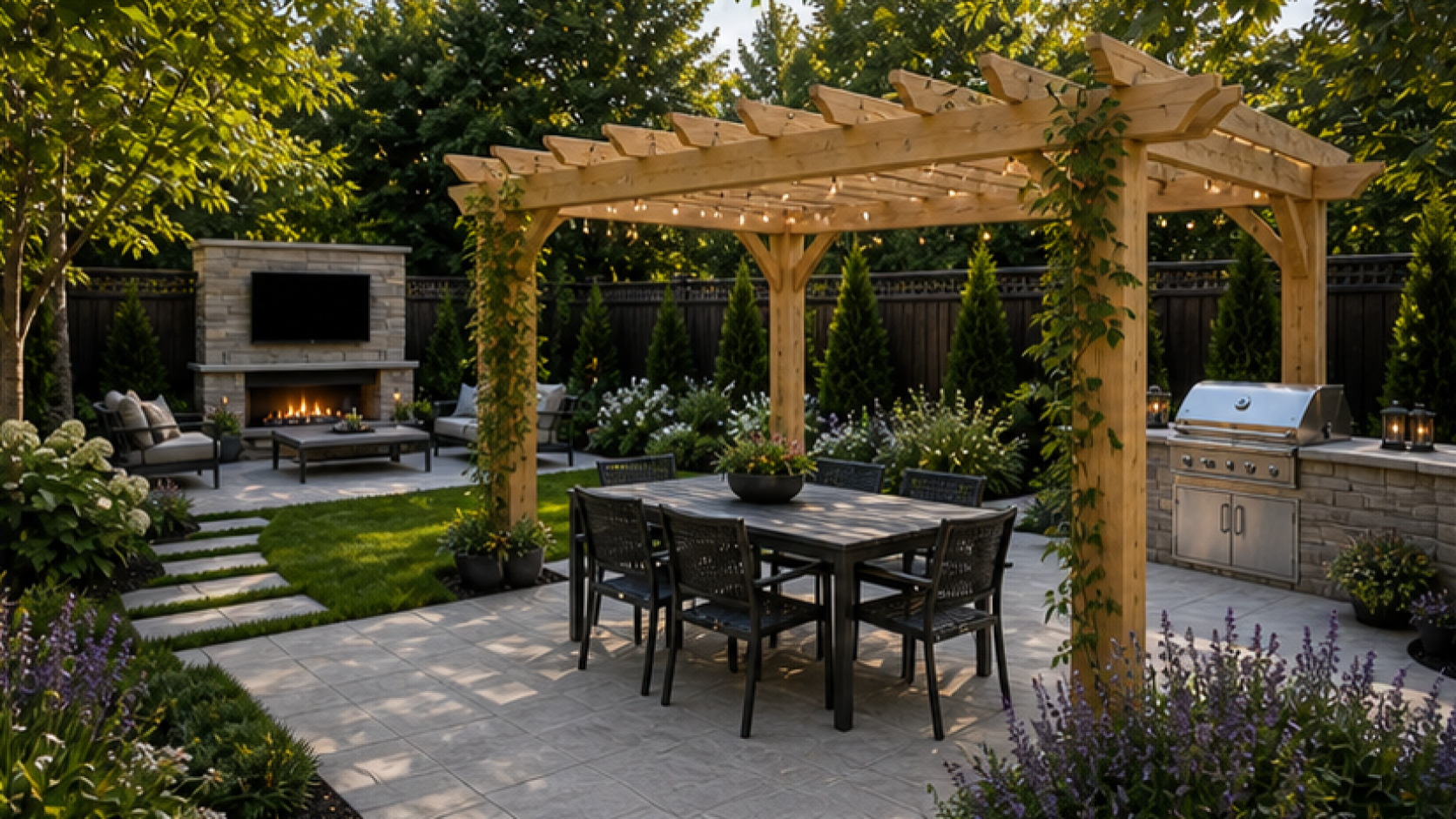 Patio Ideas with a pergola accent