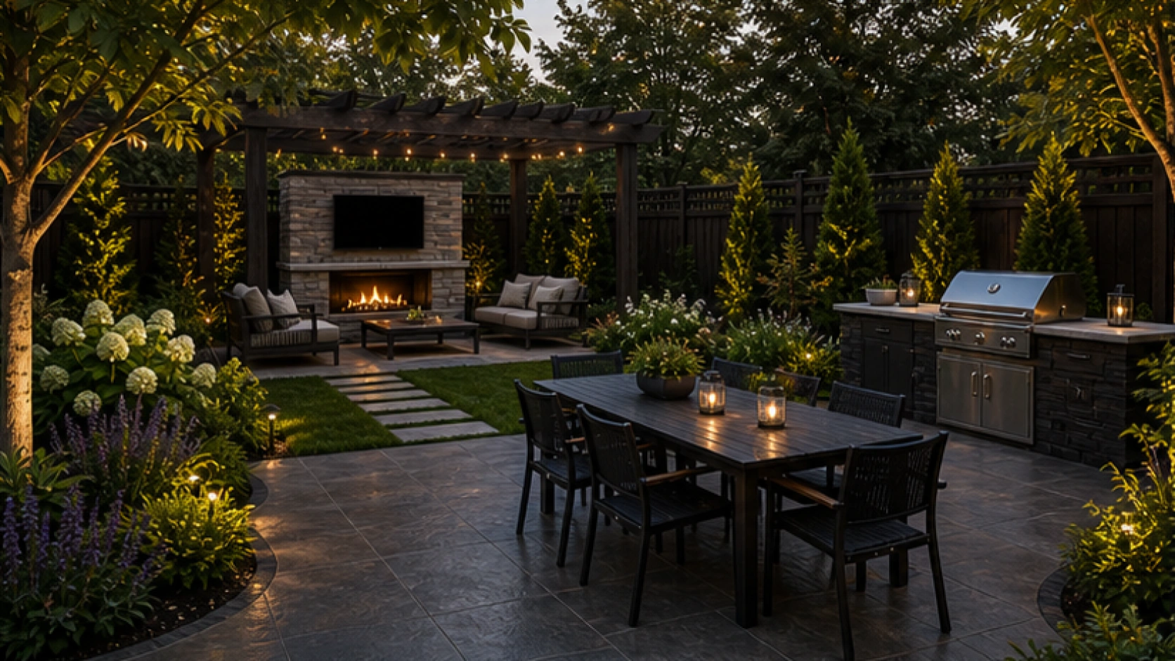 Patio Ideas with dark wood accents