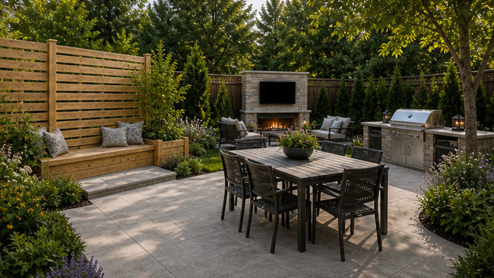 Patio Ideas with natural wood accents
