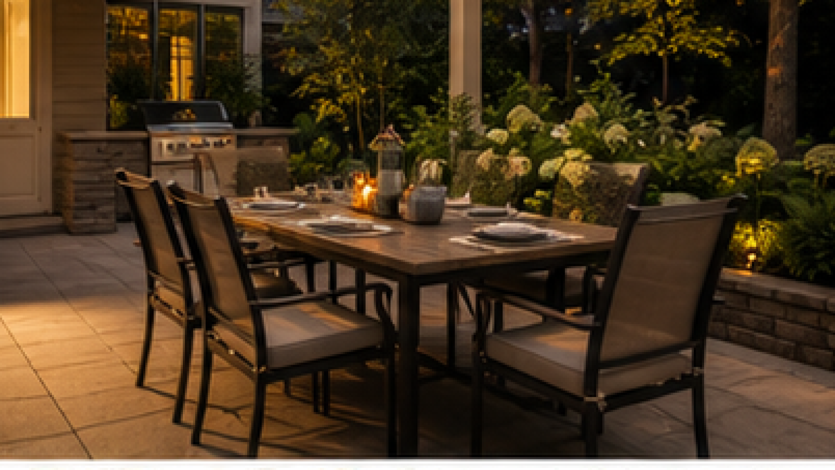 Patio Landscaping Ideas with dining set