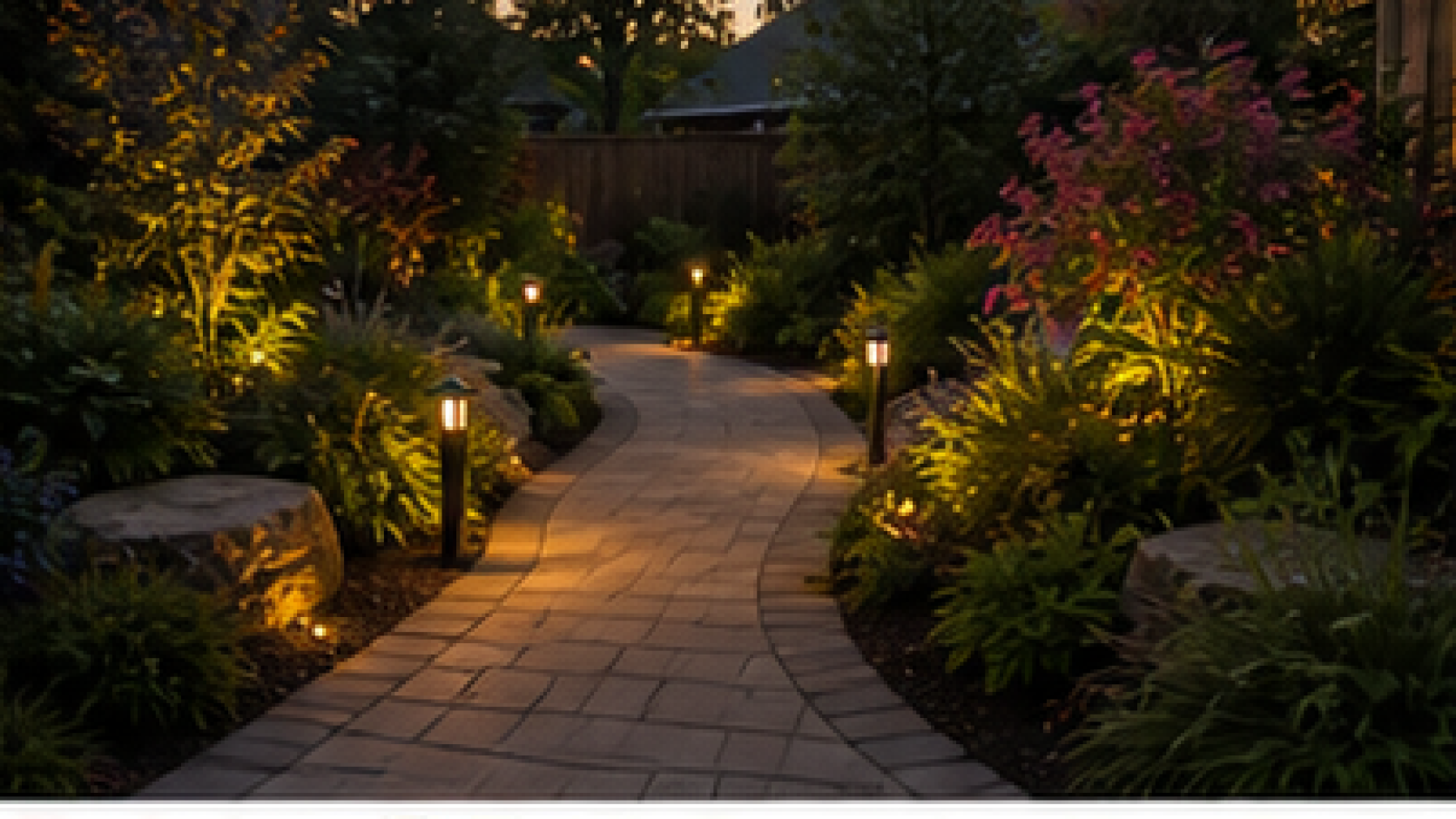 Patio Landscaping Ideas with path lights