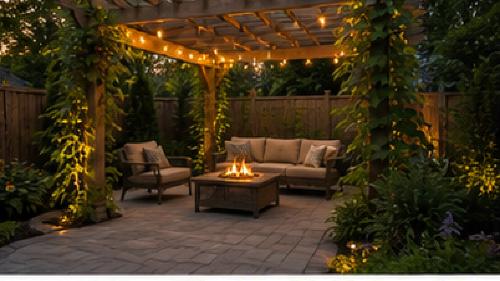 Patio Landscaping Ideas with pergola accent