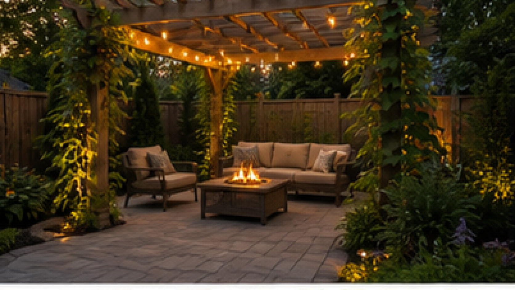 Patio Landscaping Ideas with pergola accent